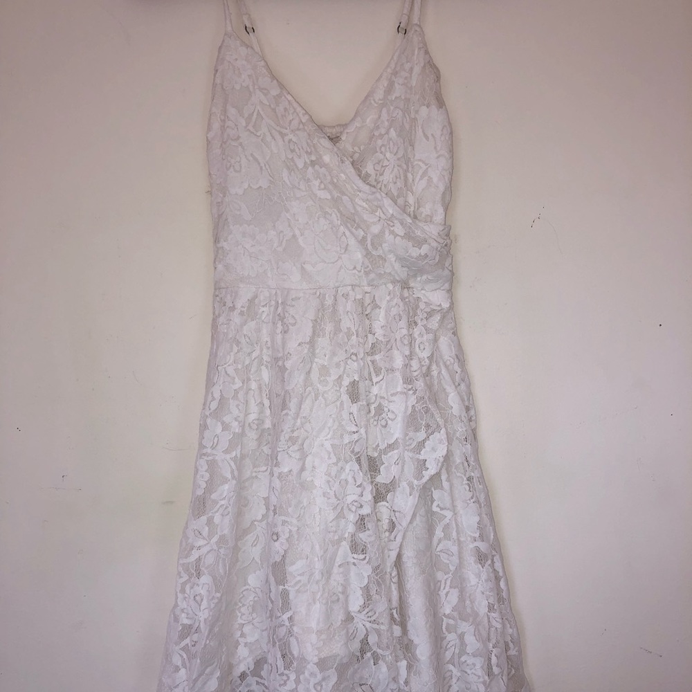 White lace faux wrap dress Abercrombie & Fitch